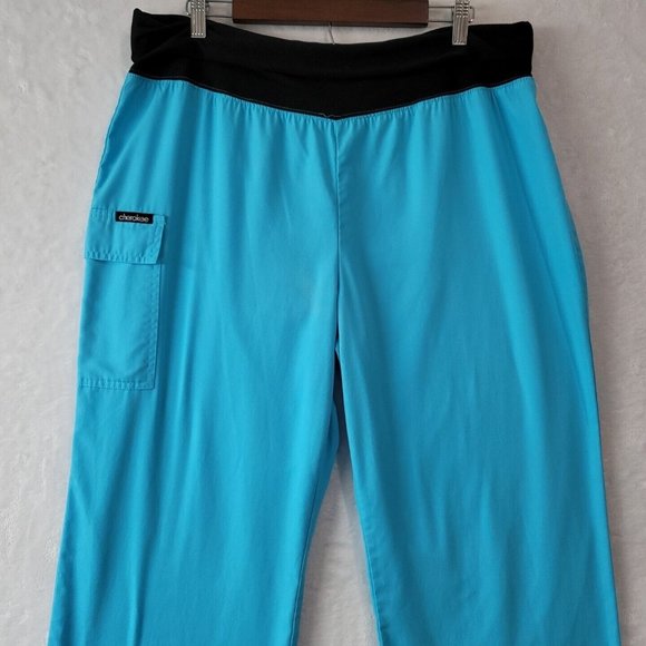 CHEROKEE Women’s Scrub Pants Plus Size 1XL Style 2074 Teal Stretch Waist - Picture 2 of 16